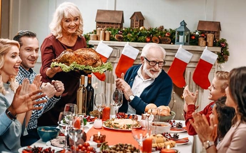 family celebrating christmas