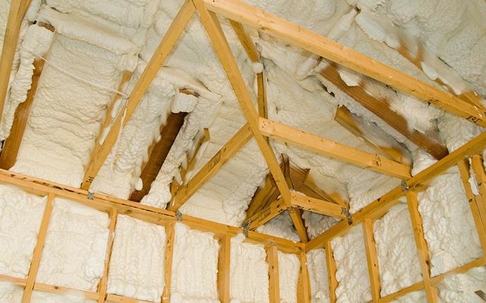 spray foam insulation in a ceiling